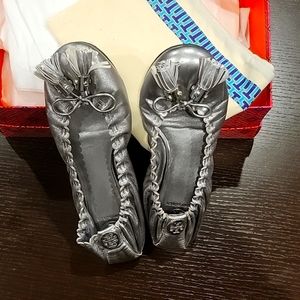 Authentic Tory Burch Ballerina Flats - Silver